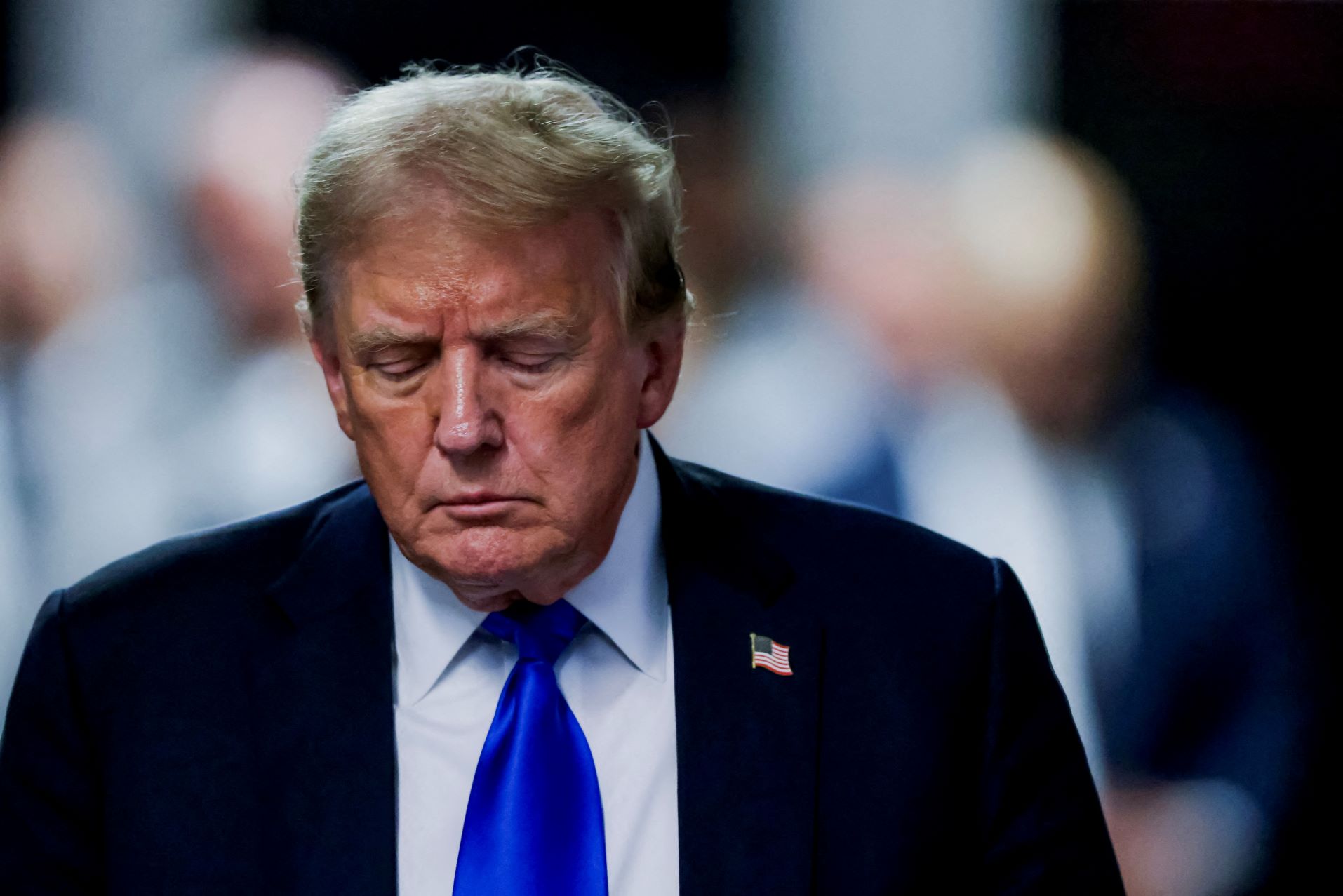 Former U.S. President Donald Trump leaves the New York State Supreme Court looking downtrodden on May 30, 2024. JUSTIN LANE/Pool via REUTERS