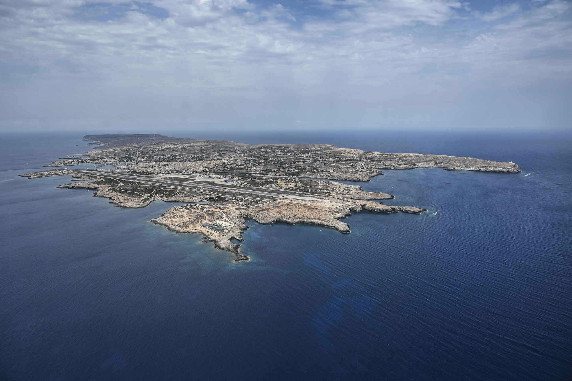 Aerial view of the island of Lampedusa.