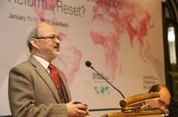 Sunjoy Joshi, President of the Observer Research Foundation, delivers opening remarks during the Council of Councils Seventh Regional Conference (Pradeep Kumar).